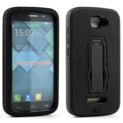 Alcatel One Touch Fierce 2 7040 Armor Hybrid Kickstand Case (Black)